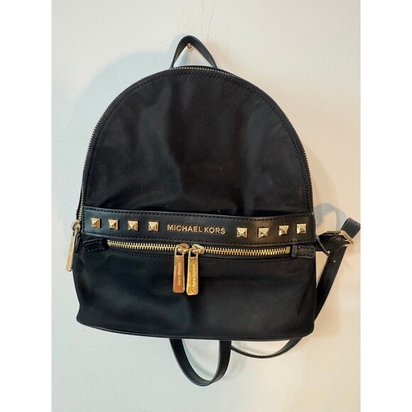 MICHAEL KORS KENLY MEDIUM BACKPACK BLACK/GOLD STUDDED - Picture 1 of 12
